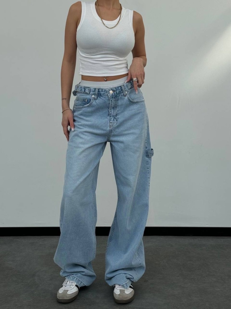 Невероятно крутые джинсы  BAGGY  🥰💫Идеальная посадка. Голубая  джинса😍 🤩 Абсолютный хит 🖤 купить в Интернет-магазине Садовод База - цена 2450 руб Садовод интернет-каталог