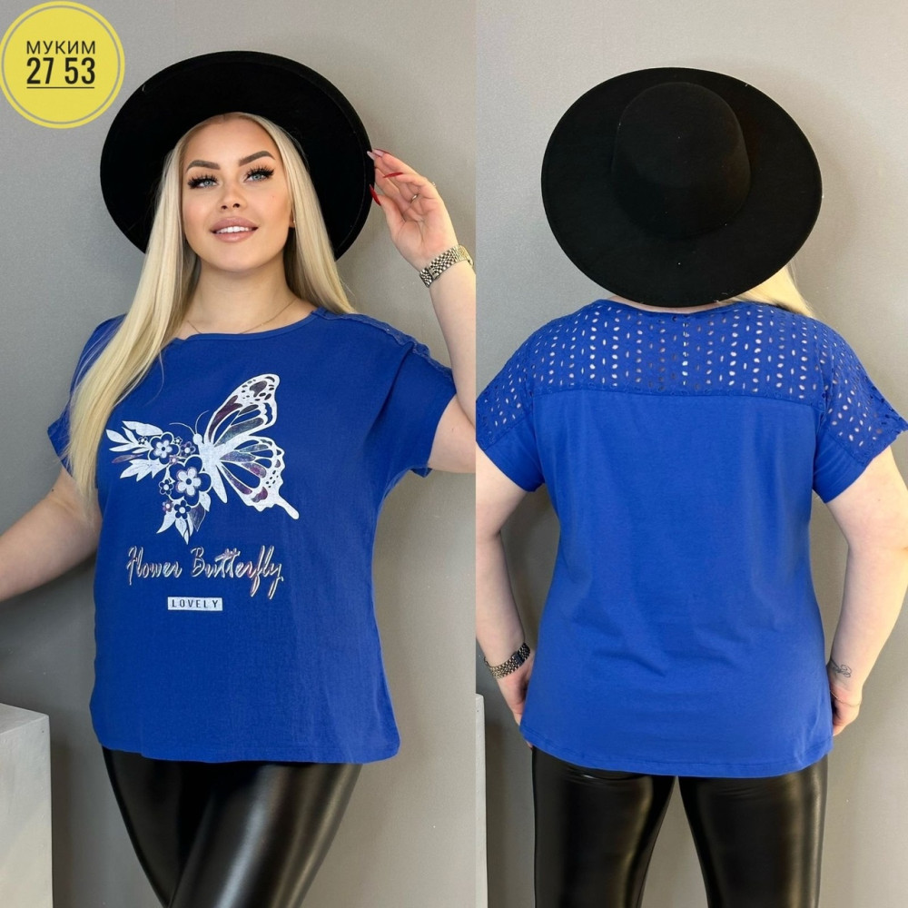 Женская футболка синяя купить в Интернет-магазине Садовод База - цена 500 руб Садовод интернет-каталог