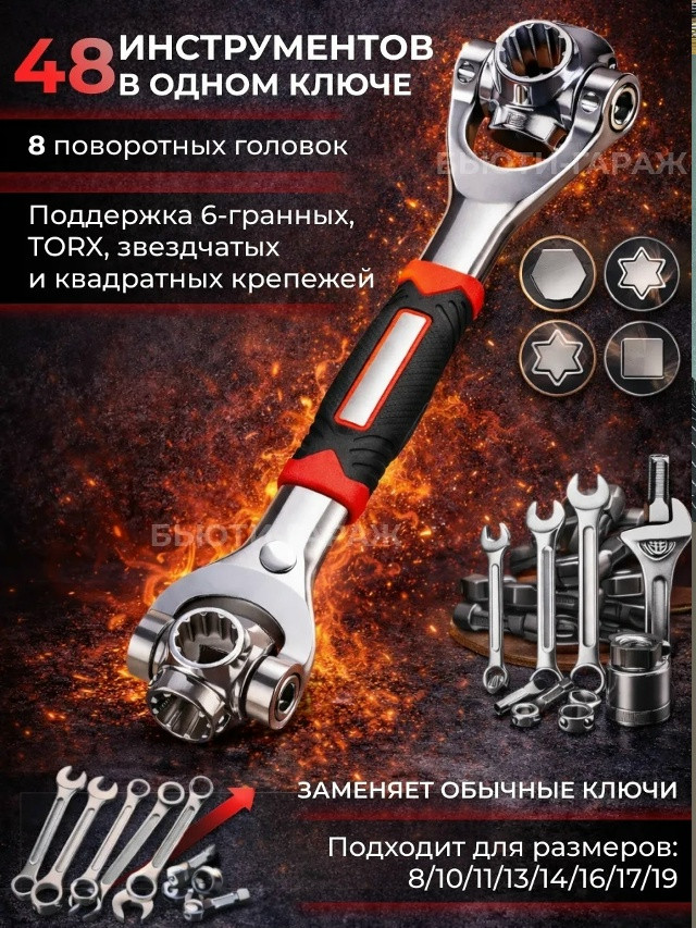Ключ универсальный гаечный купить в Интернет-магазине Садовод База - цена 250 руб Садовод интернет-каталог