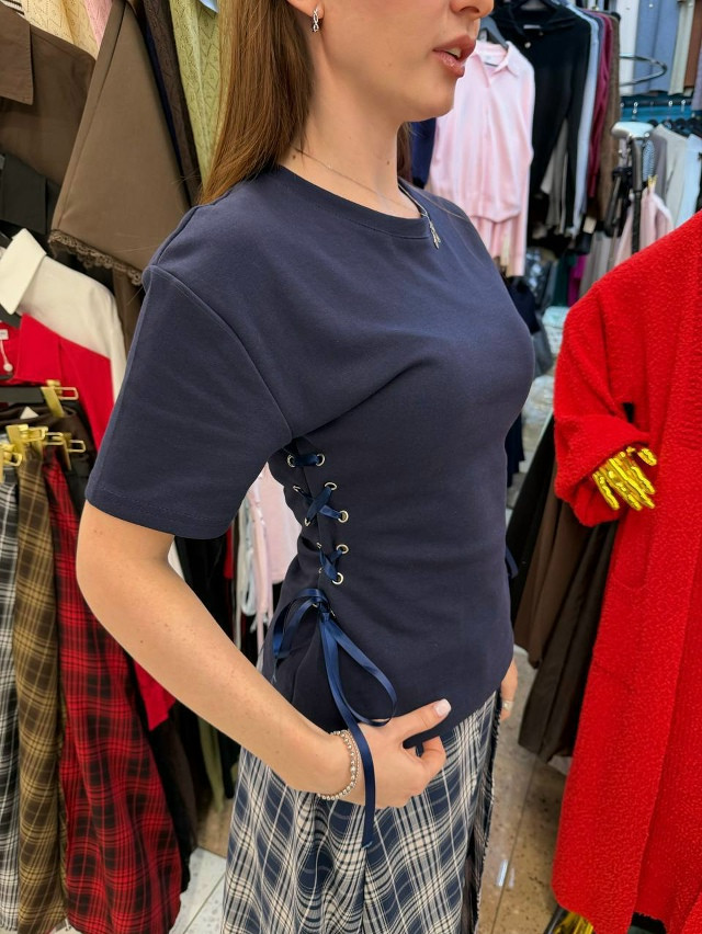 Женская футболка синяя купить в Интернет-магазине Садовод База - цена 1000 руб Садовод интернет-каталог