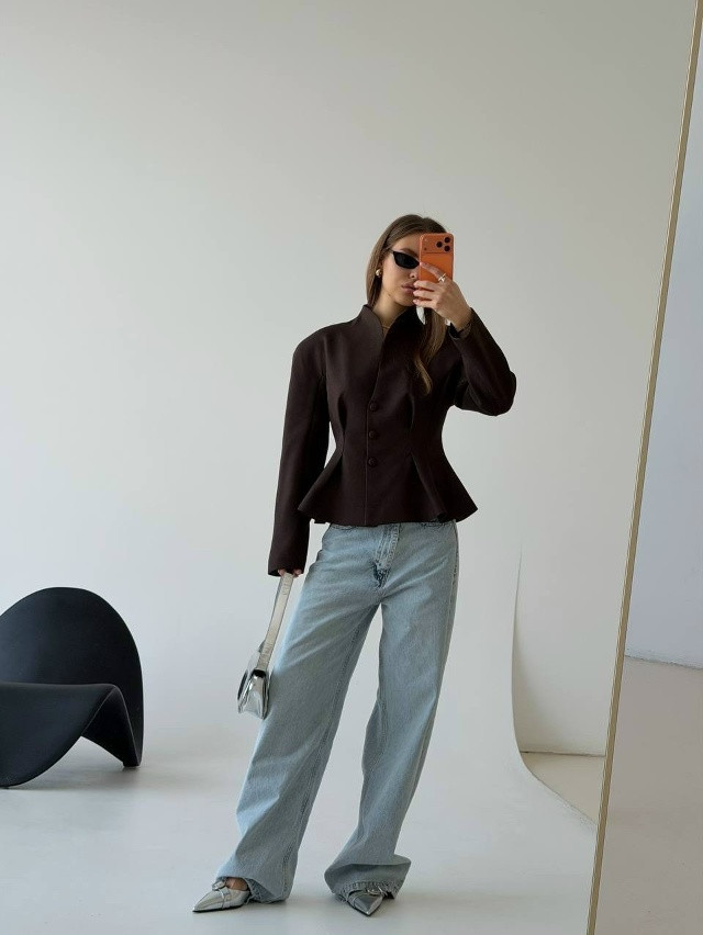 Женский пиджак коричневый купить в Интернет-магазине Садовод База - цена 2400 руб Садовод интернет-каталог