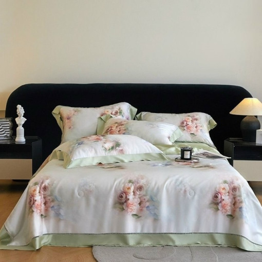 Комплект постельного белья тенсель с мережко с  готовым одеялом САДОВОД официальный интернет-каталог