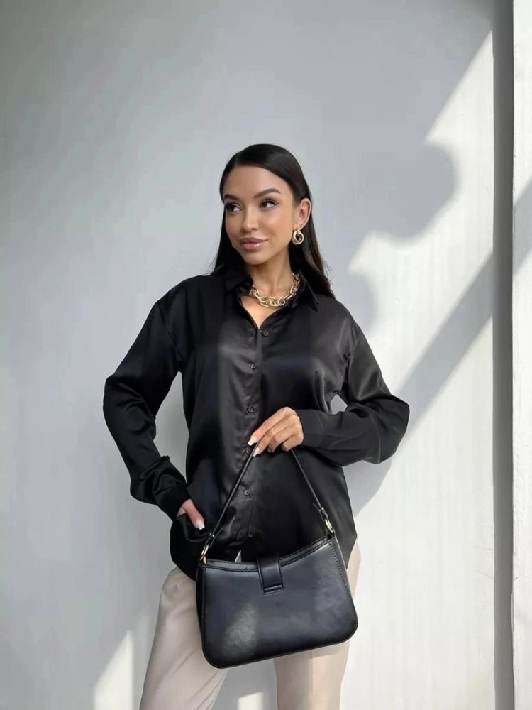 Женская рубашка черная купить в Интернет-магазине Садовод База - цена 1100 руб Садовод интернет-каталог