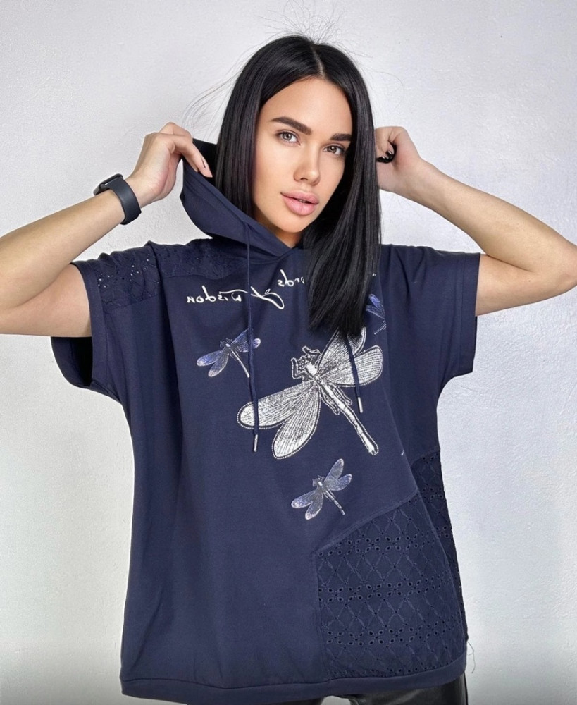 Женская футболка синяя купить в Интернет-магазине Садовод База - цена 750 руб Садовод интернет-каталог