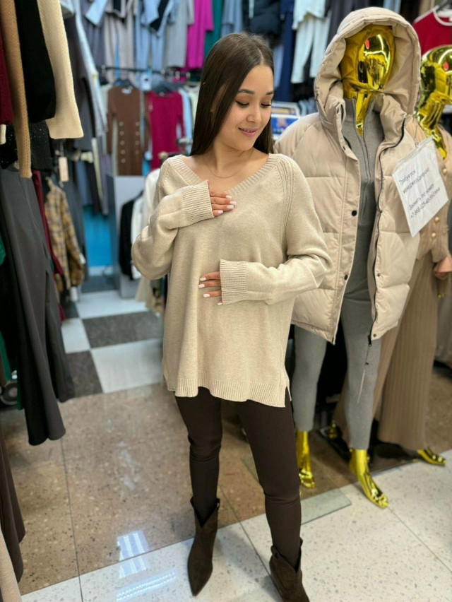 Свитер женский бежевый купить в Интернет-магазине Садовод База - цена 1200 руб Садовод интернет-каталог