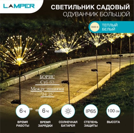 Уличный светильник Уличный садовый фонарь Одуванчик_Теплый🔻 САДОВОД официальный интернет-каталог