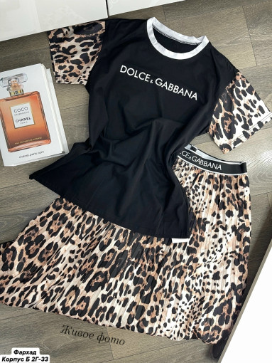Нежный и стильный леопардовый костюм ( DOLCE & GABBANA ) Футболка+юбка поможет вам оставаться в тренде этим летом САДОВОД официальный интернет-каталог