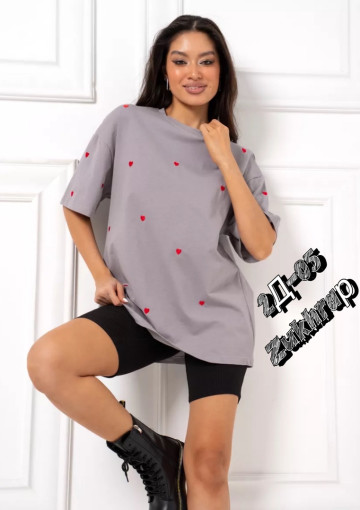 Женская футболка с каротким рукавом и принтом сердец ❤️ САДОВОД официальный интернет-каталог