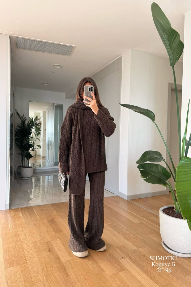 самые крутые костюмы вязаный с шарфом купить в Интернет-магазине Садовод База - цена 1900 руб Садовод интернет-каталог