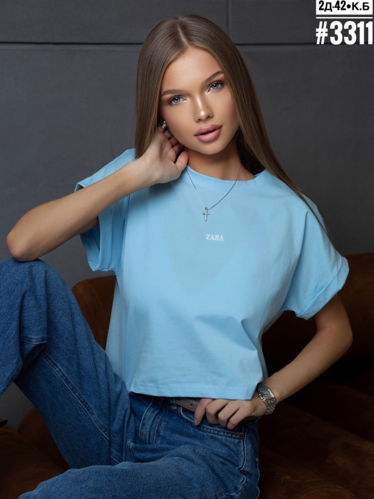 Женская футболка голубая купить в Интернет-магазине Садовод База - цена 550 руб Садовод интернет-каталог