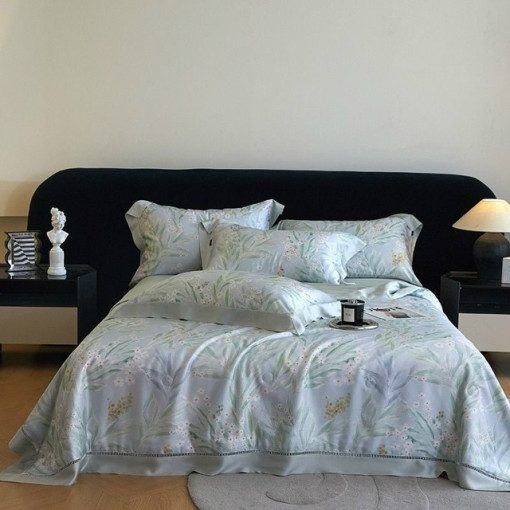 Комплект постельного белья тенсель с мережко с  готовым одеялом САДОВОД официальный интернет-каталог