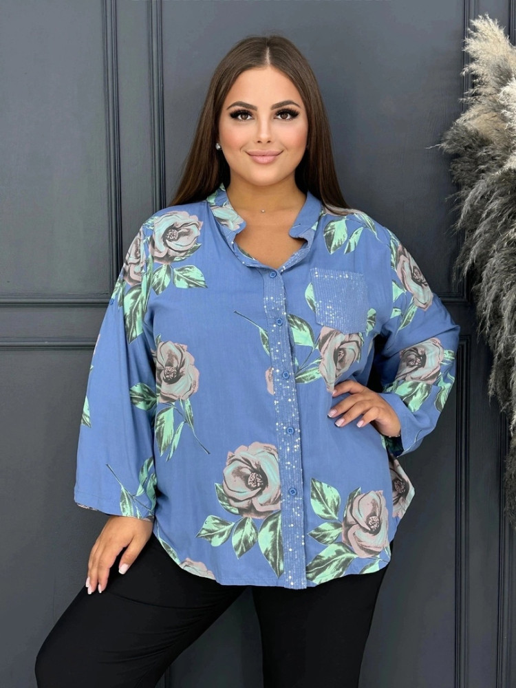 Женская рубашка синяя купить в Интернет-магазине Садовод База - цена 450 руб Садовод интернет-каталог