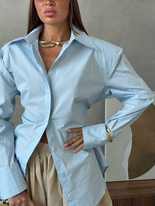 Женская рубашка голубая купить в Интернет-магазине Садовод База - цена 2800 руб Садовод интернет-каталог