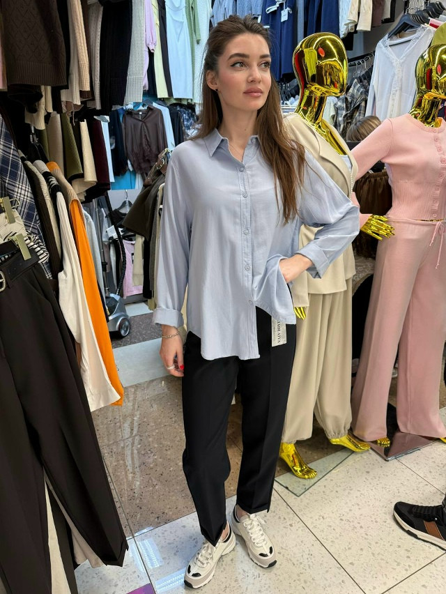 Женская рубашка голубая купить в Интернет-магазине Садовод База - цена 1000 руб Садовод интернет-каталог