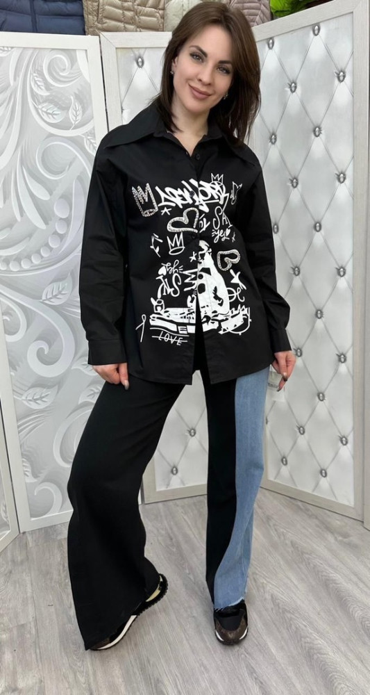 Женская рубашка черная купить в Интернет-магазине Садовод База - цена 1800 руб Садовод интернет-каталог