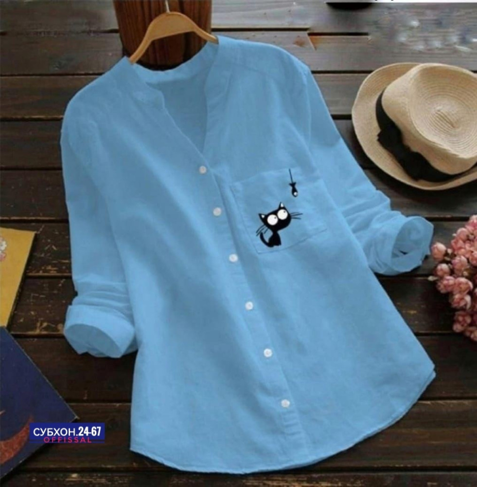 Женская рубашка голубая купить в Интернет-магазине Садовод База - цена 500 руб Садовод интернет-каталог