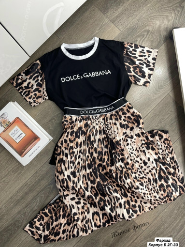 Нежный и стильный леопардовый костюм ( DOLCE & GABBANA ) Футболка+юбка поможет вам оставаться в тренде этим летом САДОВОД официальный интернет-каталог