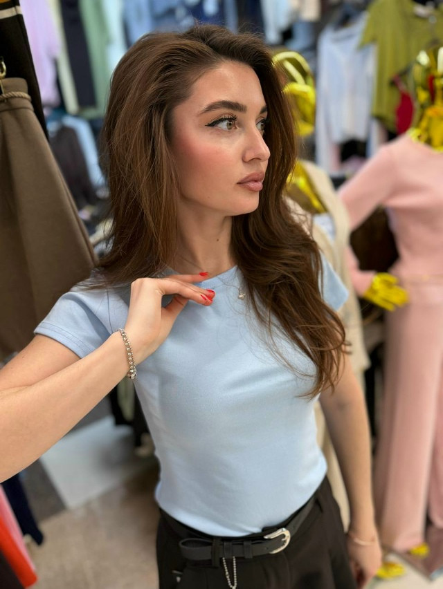 Женская футболка голубая купить в Интернет-магазине Садовод База - цена 650 руб Садовод интернет-каталог