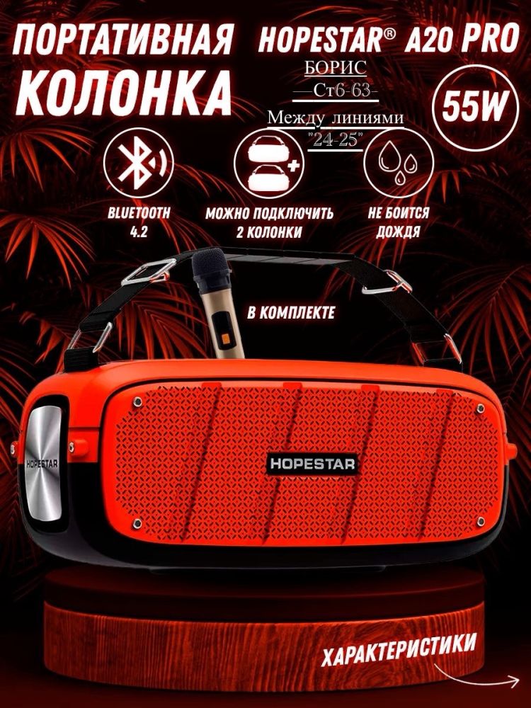 Колонка HOPESTAR A20 PRO с караоке микрофоном купить в Интернет-магазине Садовод База - цена 4600 руб Садовод интернет-каталог