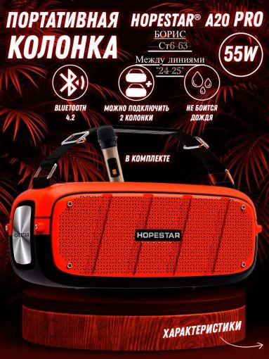 Колонка HOPESTAR A20 PRO с караоке микрофоном САДОВОД официальный интернет-каталог