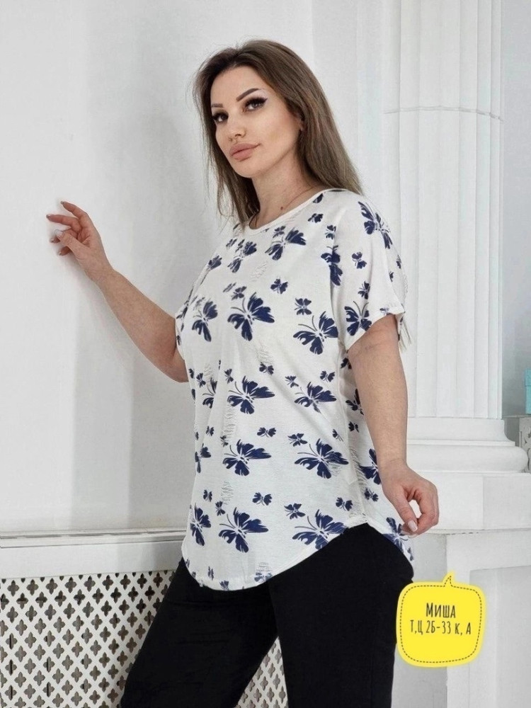 Женская футболка синяя купить в Интернет-магазине Садовод База - цена 350 руб Садовод интернет-каталог