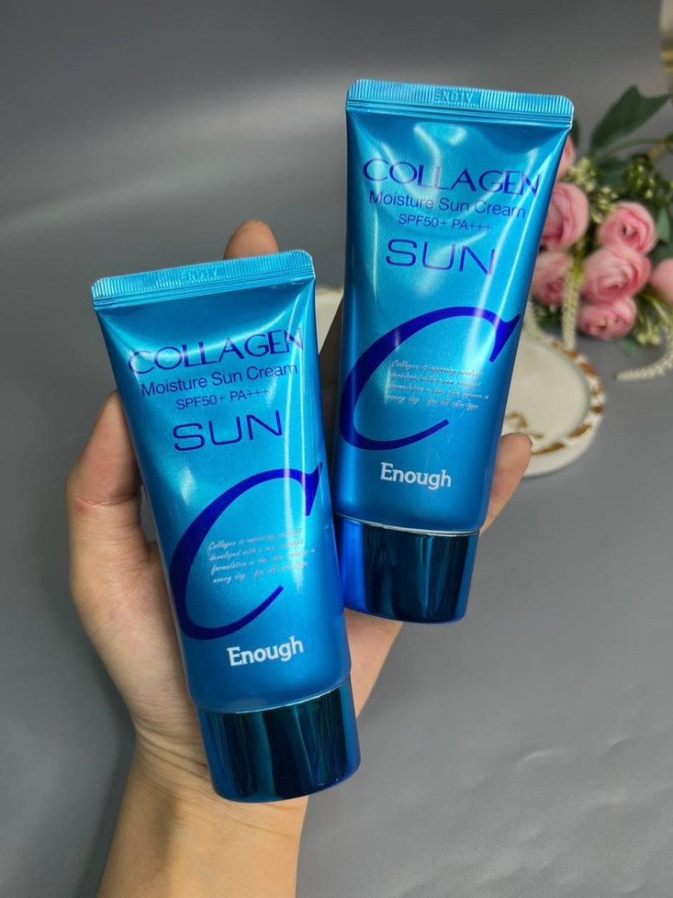 Увлажняющий солнцезащитный крем с коллагеном ENOUGH Collagen Moisture Sun Cream SPF50+ купить в Интернет-магазине Садовод База - цена 100 руб Садовод интернет-каталог