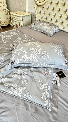 Комплект постельного белья тенсель с мережко с  готовым одеялом САДОВОД официальный интернет-каталог