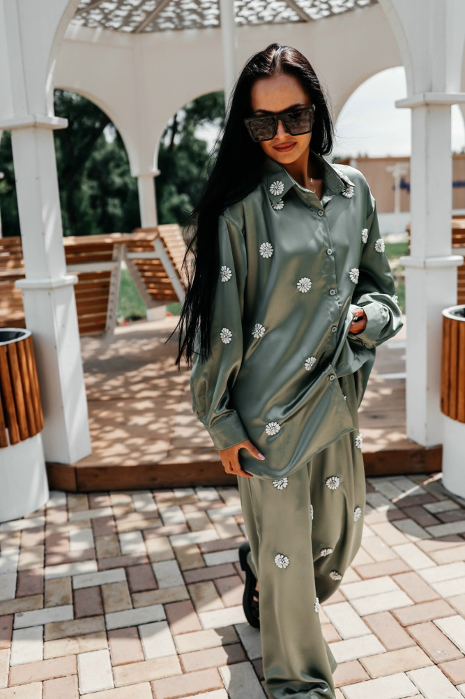 Женский костюм зеленый купить в Интернет-магазине Садовод База - цена 2600 руб Садовод интернет-каталог