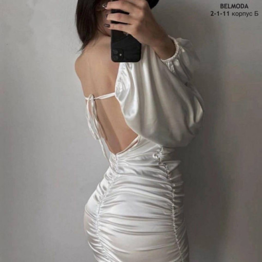 Красивое вечернее платье с пышными рукавами и открытой спиной САДОВОД официальный интернет-каталог