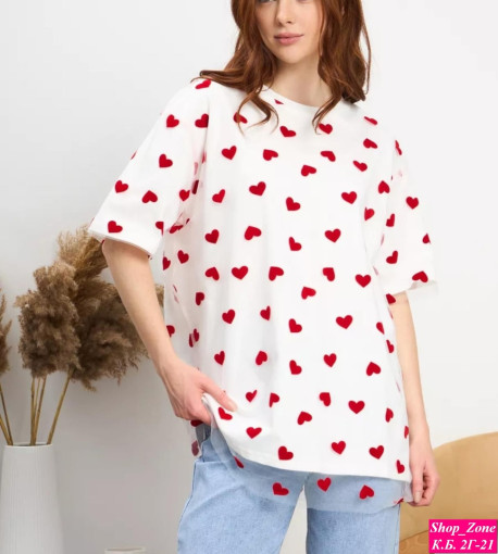 Популярная футболка с сердечками САДОВОД официальный интернет-каталог