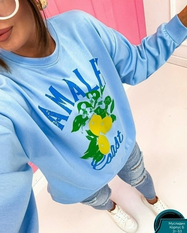свитшот голубой купить в Интернет-магазине Садовод База - цена 250 руб Садовод интернет-каталог