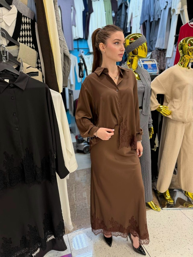 Женский костюм коричневый купить в Интернет-магазине Садовод База - цена 2100 руб Садовод интернет-каталог