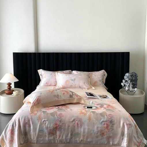 Комплект постельного белья тенсель с мережко с  готовым одеялом САДОВОД официальный интернет-каталог