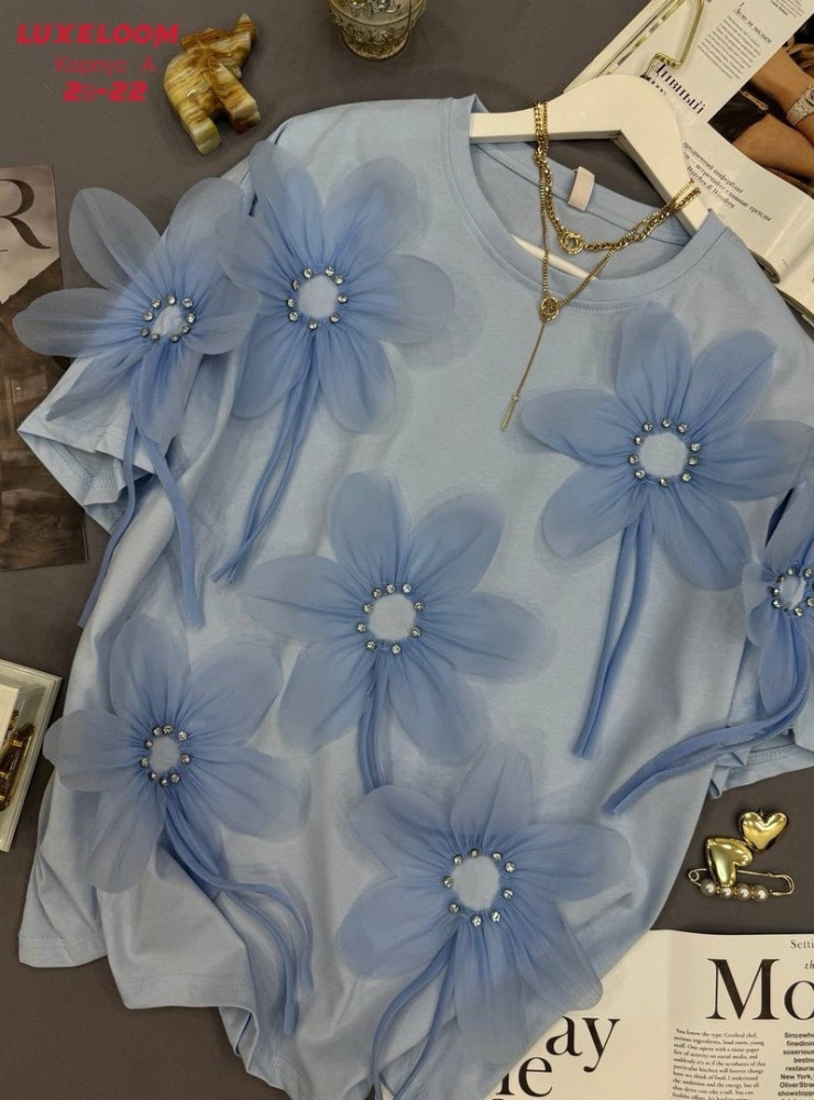 Женская футболка голубая купить в Интернет-магазине Садовод База - цена 1000 руб Садовод интернет-каталог