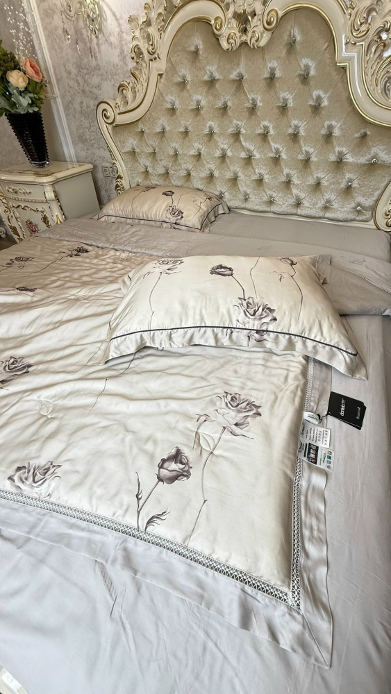 Комплект постельного белья тенсель с мережко с  готовым одеялом купить в Интернет-магазине Садовод База - цена 5000 руб Садовод интернет-каталог