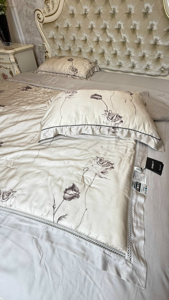 Комплект постельного белья тенсель с мережко с  готовым одеялом купить в Интернет-магазине Садовод База - цена 5000 руб Садовод интернет-каталог