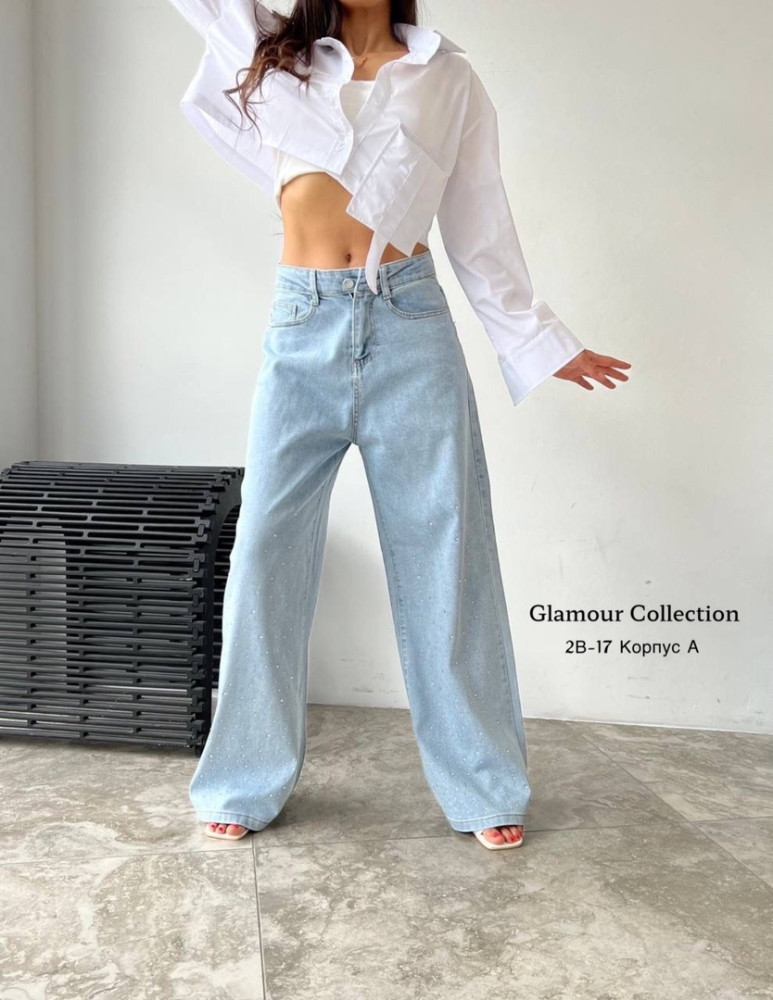 Суперские джинсы багги  со стразами , в шикарном качестве купить в Интернет-магазине Садовод База - цена 1700 руб Садовод интернет-каталог