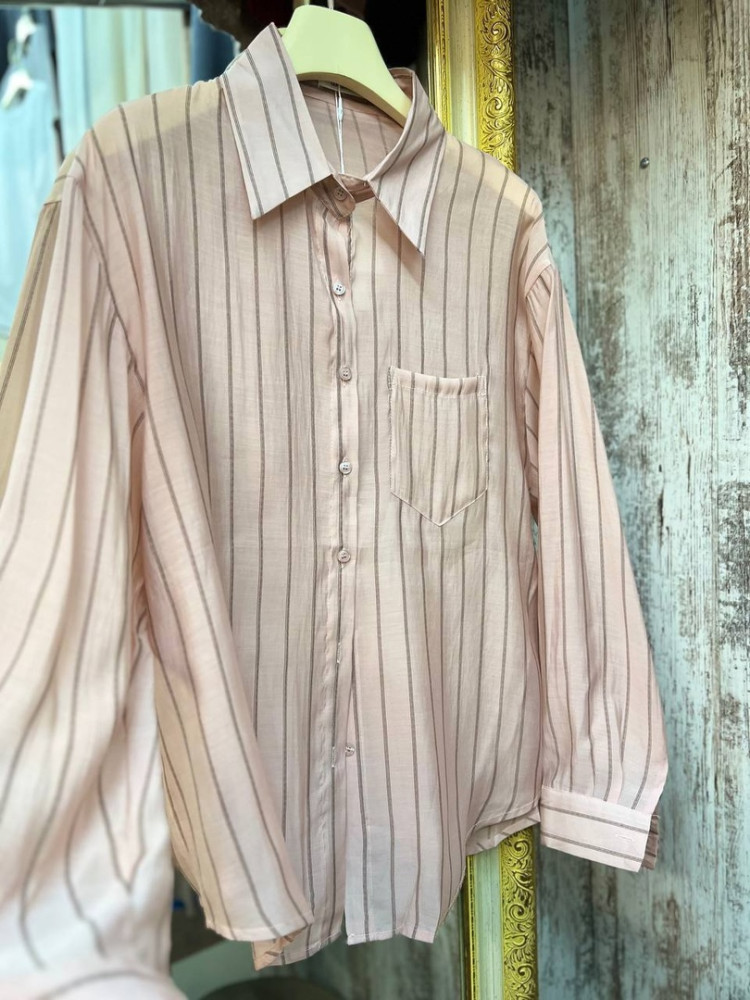 Рубашка оверсайз в широкую полоску с карманом 💋 купить в Интернет-магазине Садовод База - цена 1200 руб Садовод интернет-каталог