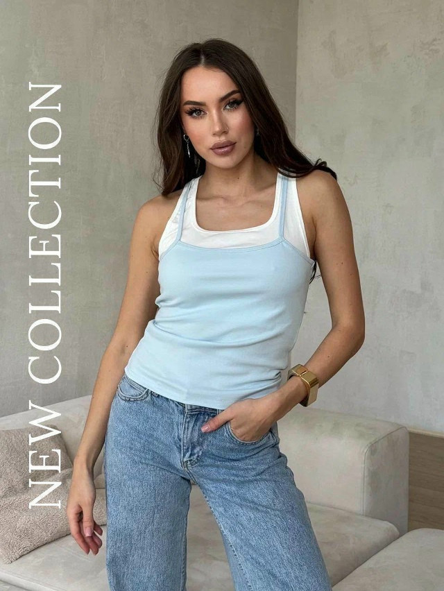 Женская майка голубая купить в Интернет-магазине Садовод База - цена 900 руб Садовод интернет-каталог