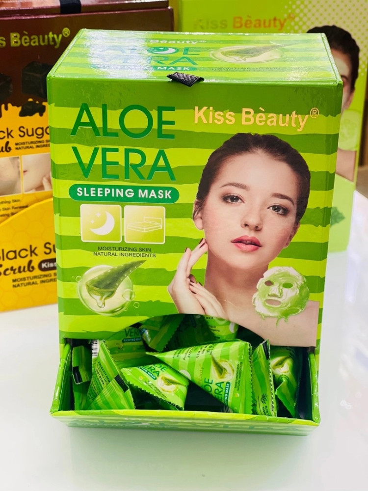 🌵🌵🌵 Маска для лица с экстрактом алоэ в треугольниках Kiss Beauty Aloe Vera Sleeping Mask 1шт 4 ml купить в Интернет-магазине Садовод База - цена 450 руб Садовод интернет-каталог