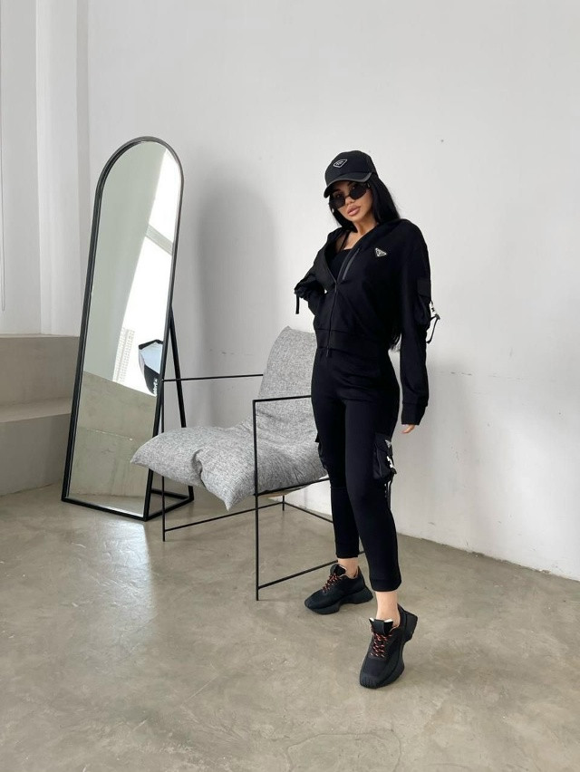 Спортивный женский костюм черный купить в Интернет-магазине Садовод База - цена 2300 руб Садовод интернет-каталог