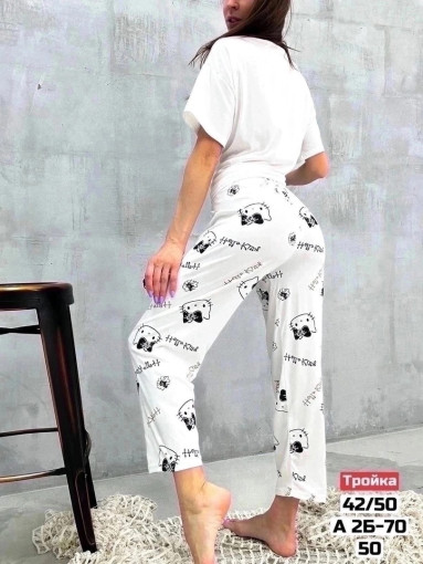 Пижама женская , тройка ( штаны +шорты ) САДОВОД официальный интернет-каталог